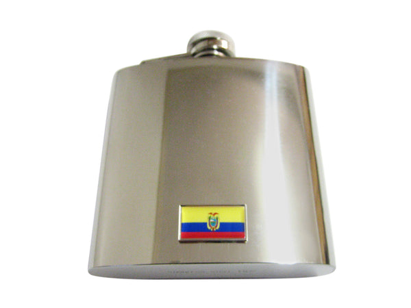 Thin Bordered Ecuador Flag Pendant 6 Oz. Stainless Steel Flask