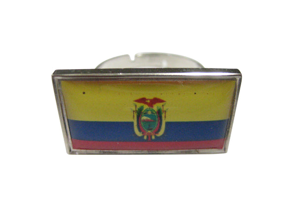 Thin Bordered Ecuador Flag Adjustable Size Fashion Ring