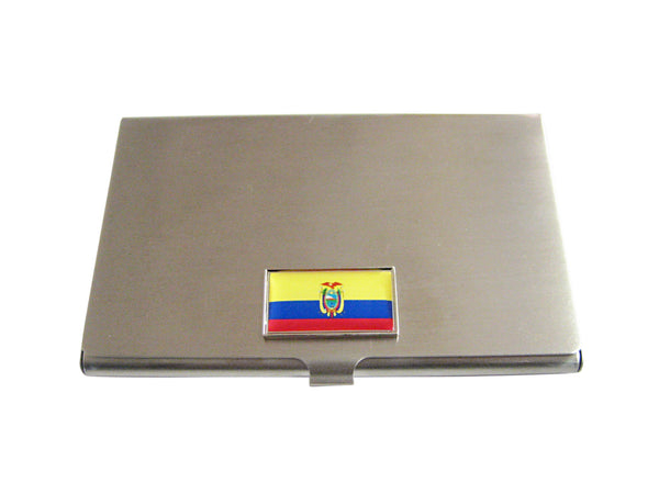 Thin Bordered Ecuador Flag Pendant Business Card Holder
