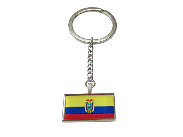 Thin Bordered Ecuador Flag Pendant Keychain