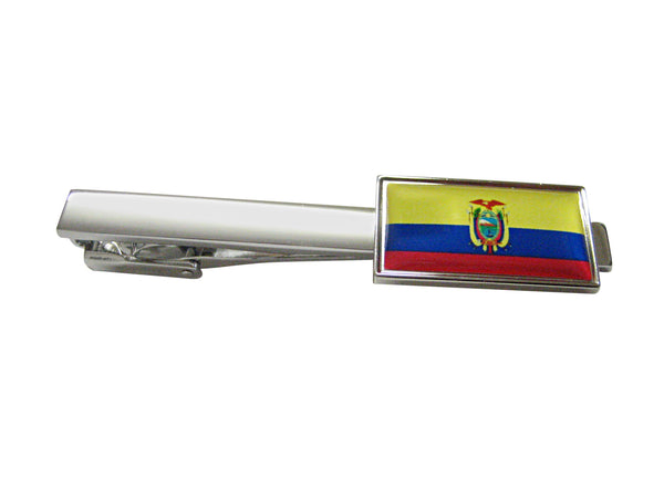 Thin Bordered Ecuador Flag Square Tie Clip