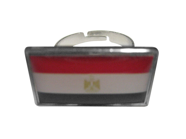 Thin Bordered Egypt Flag Adjustable Size Fashion Ring