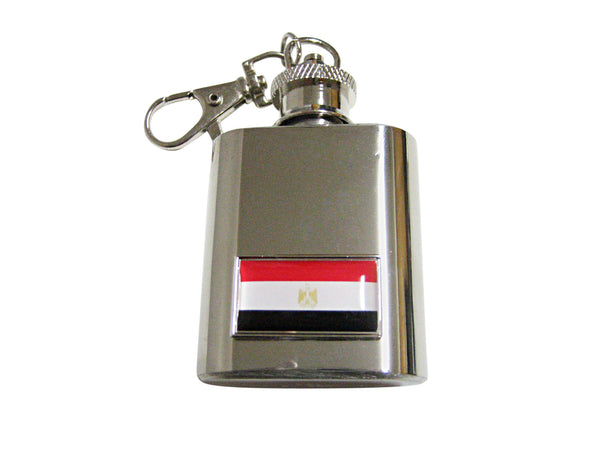 Thin Bordered Egypt Flag Pendant 1 Oz. Stainless Steel Key Chain Flask