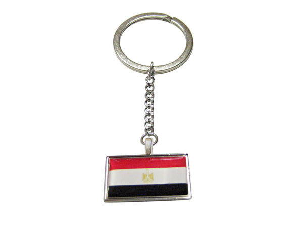 Thin Bordered Egypt Flag Pendant Keychain