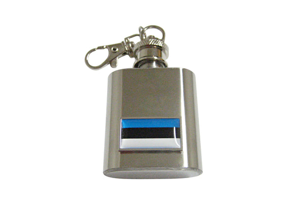 Thin Bordered Estonia Flag 1 Oz. Stainless Steel Key Chain Flask