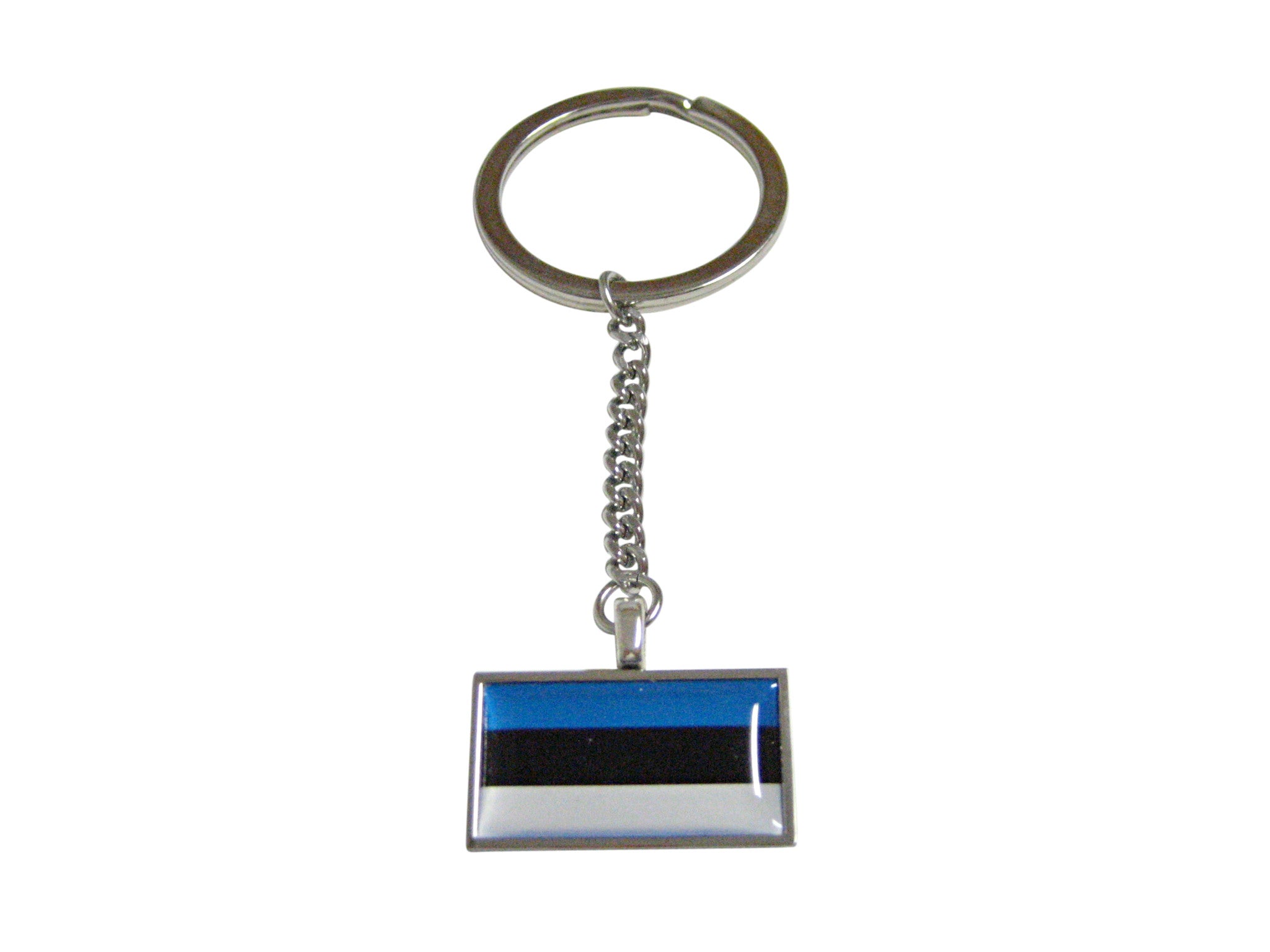 Thin Bordered Estonia Flag Pendant Keychain