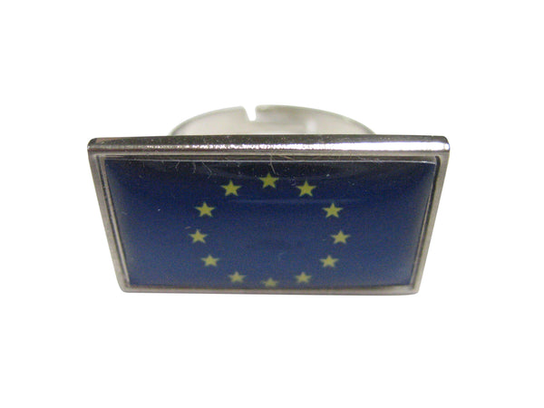 Thin Bordered European Union Flag Adjustable Size Fashion Ring