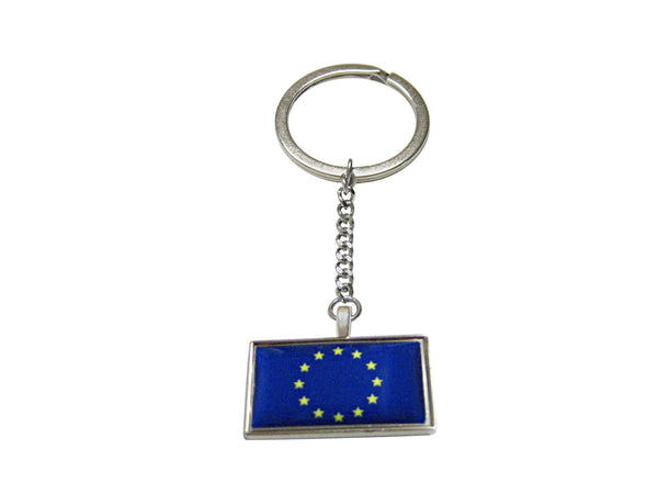Thin Bordered European Union Flag Pendant Keychain