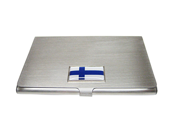 Thin Bordered Finland Flag Pendant Business Card Holder