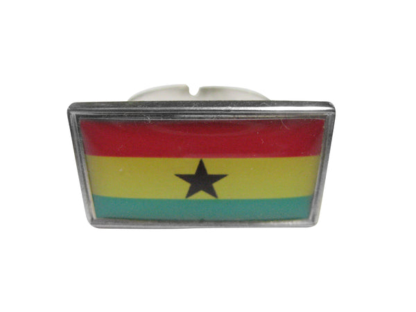 Thin Bordered Ghana Flag Adjustable Size Fashion Ring