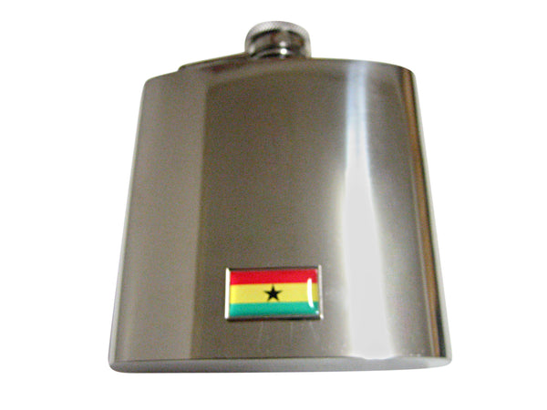 Thin Bordered Ghana Flag Pendant 6 Oz. Stainless Steel Flask