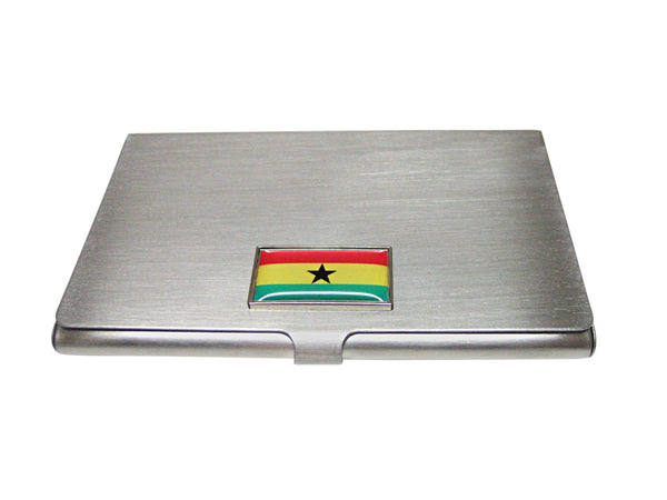 Thin Bordered Ghana Flag Pendant Business Card Holder
