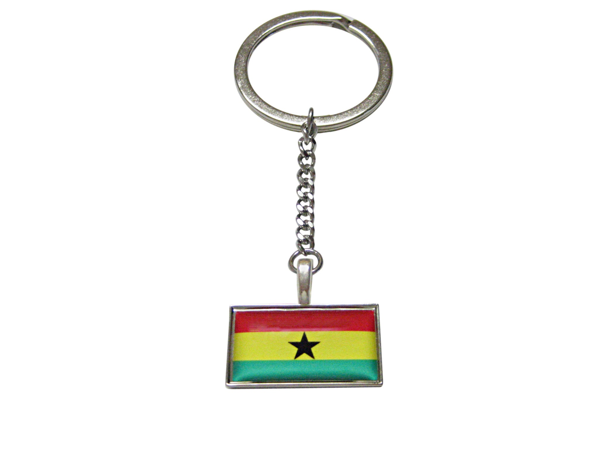 Thin Bordered Ghana Flag Pendant Keychain
