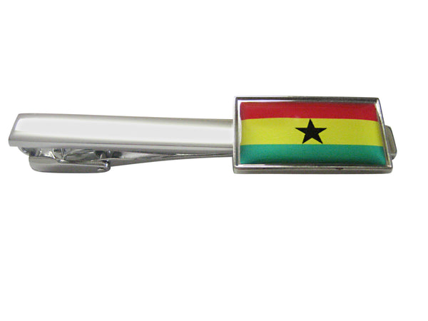 Thin Bordered Ghana Flag Pendant Square Tie Clip