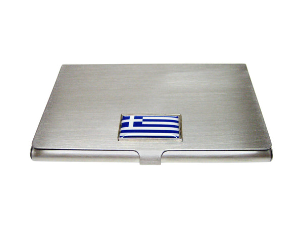 Thin Bordered Greece Flag Pendant Business Card Holder