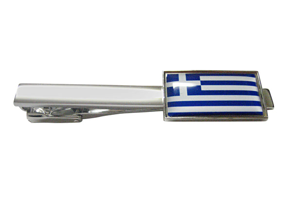 Thin Bordered Greece Flag Square Tie Clip