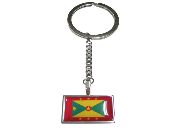 Thin Bordered Grenada Flag Pendant Keychain
