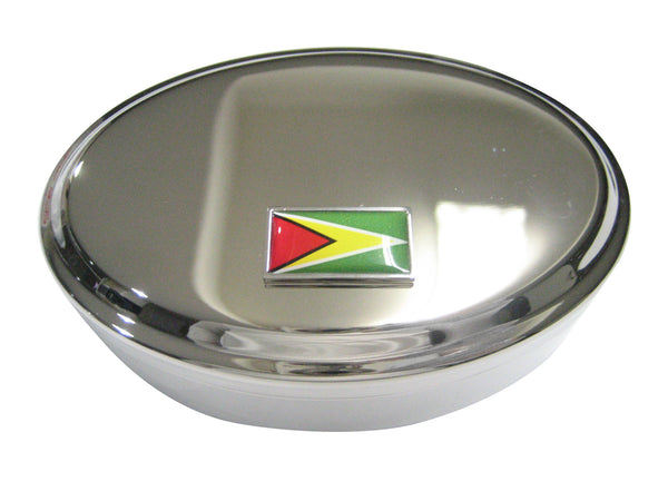 Thin Bordered Guyana Flag Oval Trinket Jewelry Box