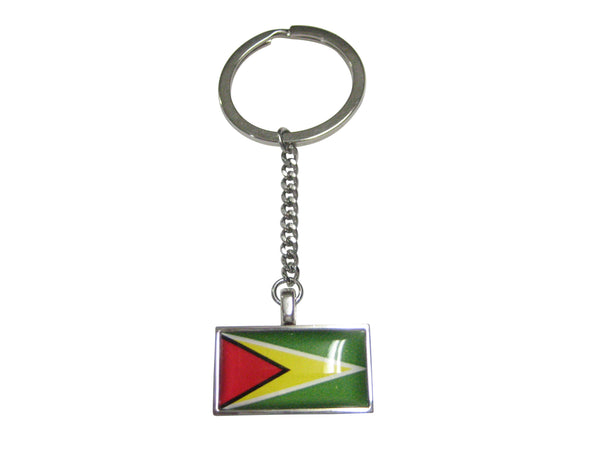 Thin Bordered Guyana Flag Pendant Keychain