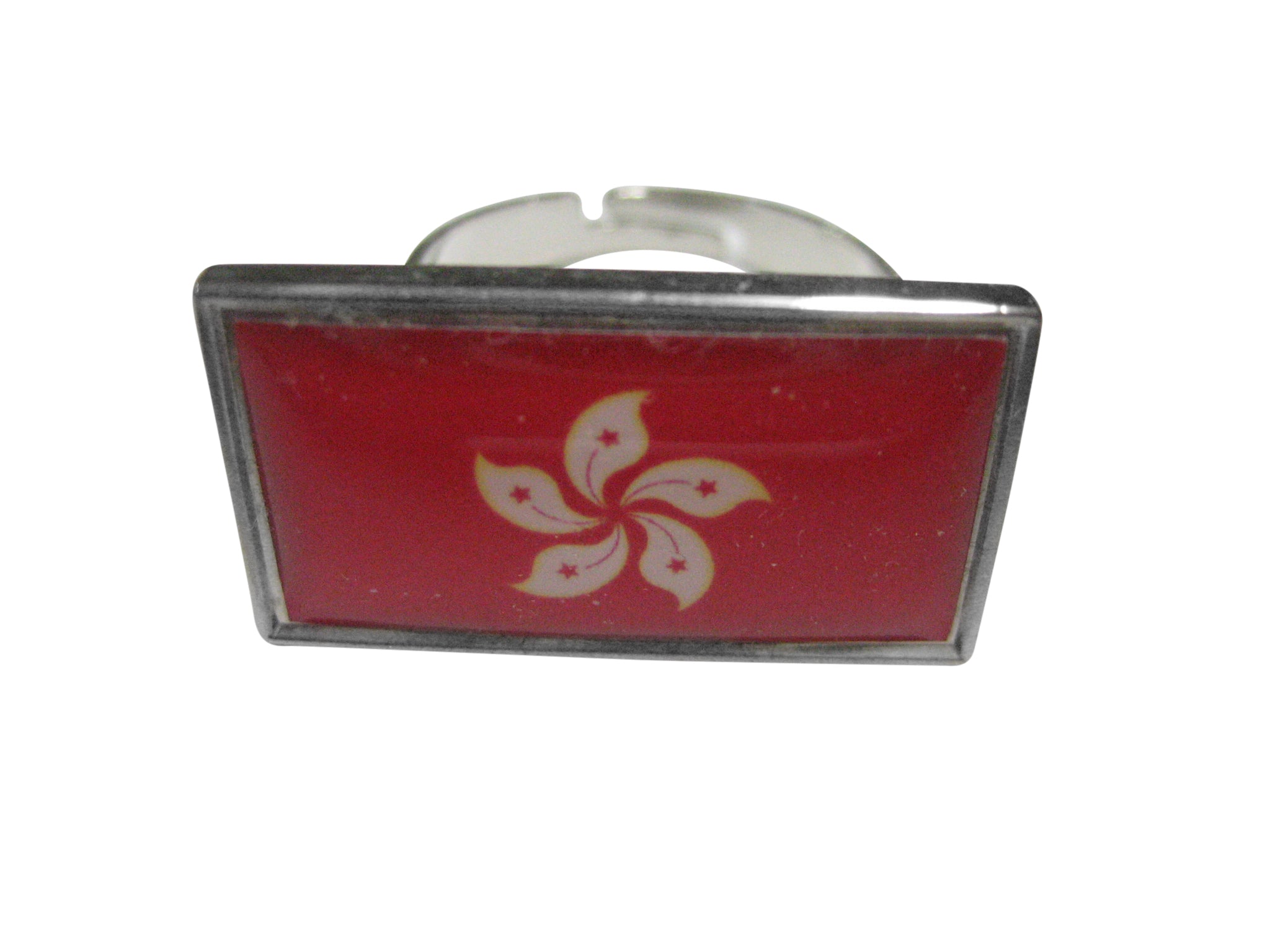Thin Bordered Hong Kong Flag Pendant Adjustable Size Fashion Ring