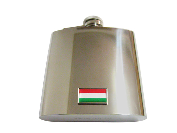 Thin Bordered Hungary Flag Pendant 6 Oz. Stainless Steel Flask