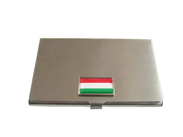 Thin Bordered Hungary Flag Pendant Business Card Holder