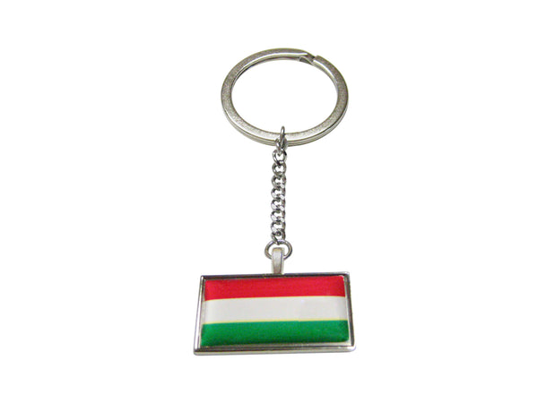 Thin Bordered Hungary Flag Pendant Keychain