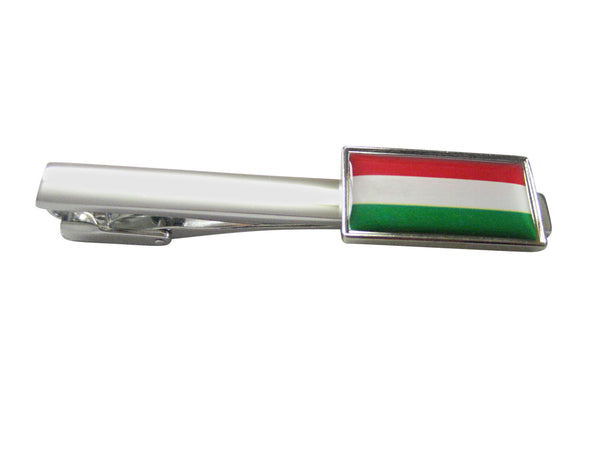 Thin Bordered Hungary Flag Pendant Square Tie Clip