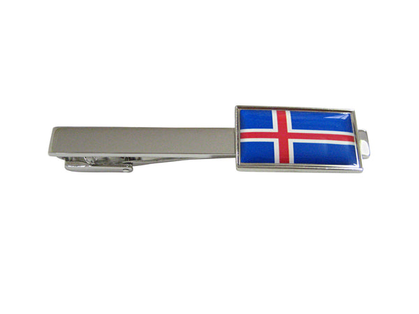 Thin Bordered Iceland Flag Square Tie Clip