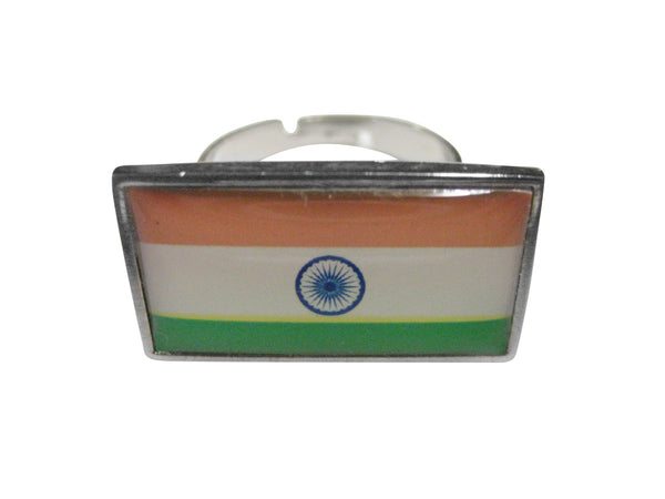 Thin Bordered India Flag Adjustable Size Fashion Ring