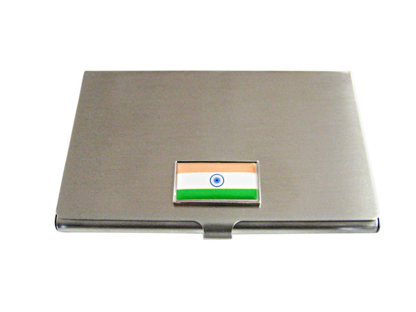 Thin Bordered India Flag Pendant Business Card Holder