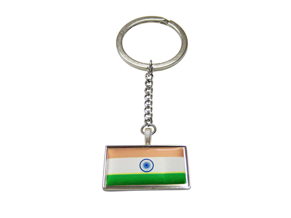 Thin Bordered India Flag Pendant Keychain