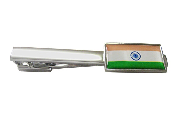 Thin Bordered India Flag Pendant Square Tie Clip
