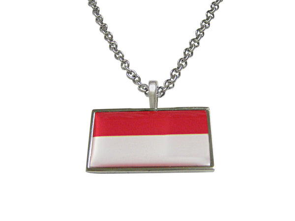 Thin Bordered Indonesia Flag Pendant Necklace