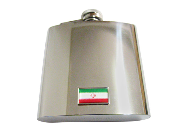 Thin Bordered Iran Flag Pendant 6 Oz. Stainless Steel Flask