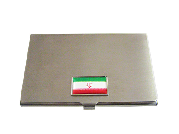 Thin Bordered Iran Flag Pendant Business Card Holder