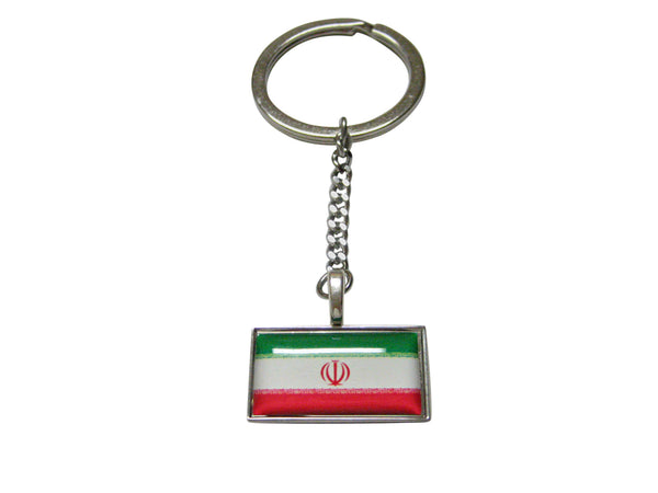 Thin Bordered Iran Flag Pendant Keychain