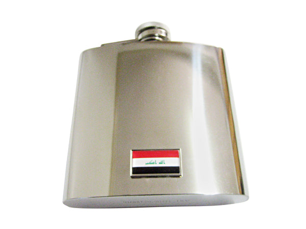 Thin Bordered Iraq Flag Pendant 6 Oz. Stainless Steel Flask