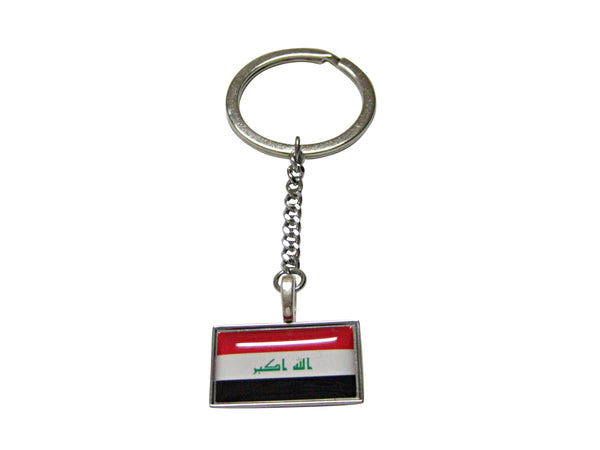 Thin Bordered Iraq Flag Pendant Keychain