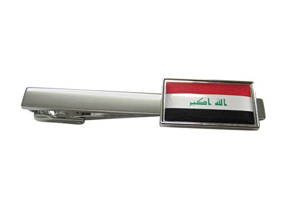 Thin Bordered Iraq Flag Square Tie Clip