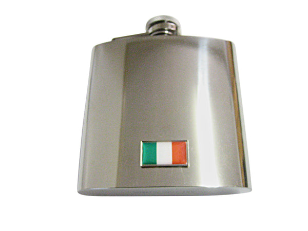 Thin Bordered Ireland Flag Pendant 6 Oz. Stainless Steel Flask