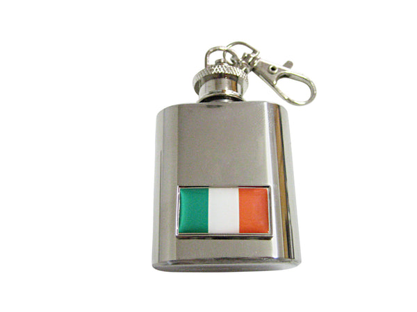 Thin Bordered Ireland Flag Pendant 1 Oz. Stainless Steel Key Chain Flask