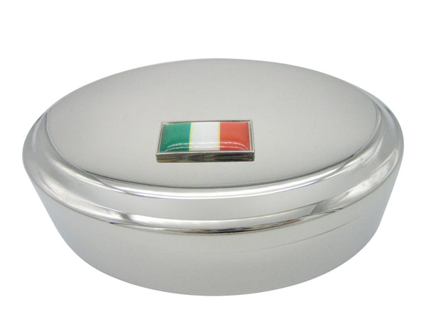 Thin Bordered Ireland Flag Pendant Oval Trinket Jewelry Box