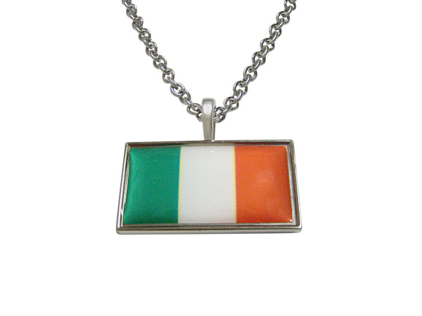 Thin Bordered Irish Flag Pendant Necklace