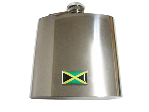 Thin Bordered Jamaica Flag Pendant 6 Oz. Stainless Steel Flask