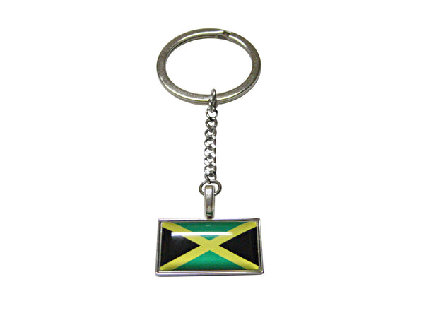 Thin Bordered Jamaica Flag Pendant Keychain
