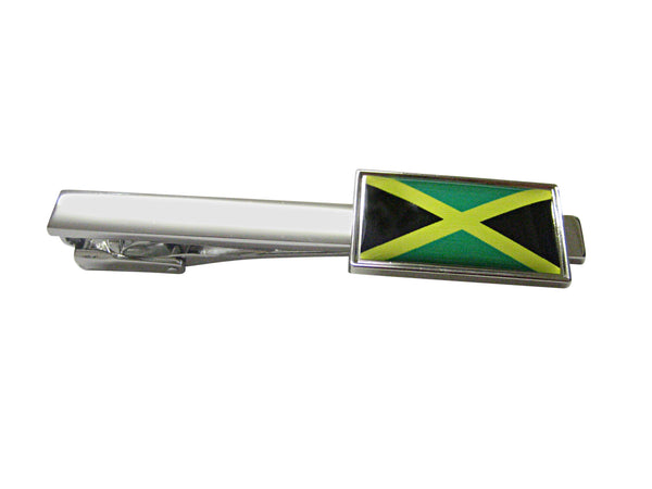 Thin Bordered Jamaica Flag Square Tie Clip