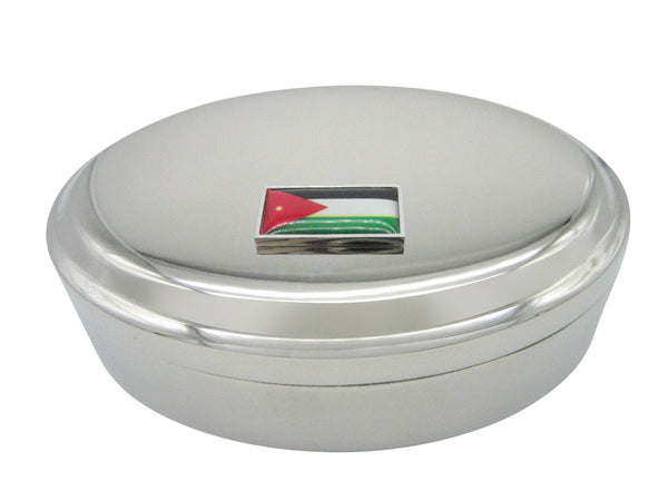 Thin Bordered Jordan Flag Pendant Oval Trinket Jewelry Box