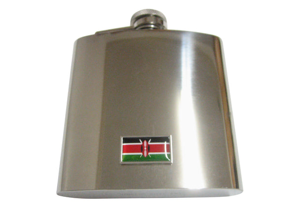 Thin Bordered Kenya Flag Pendant 6 Oz. Stainless Steel Flask