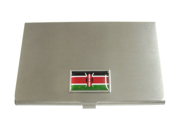 Thin Bordered Kenya Flag Pendant Business Card Holder